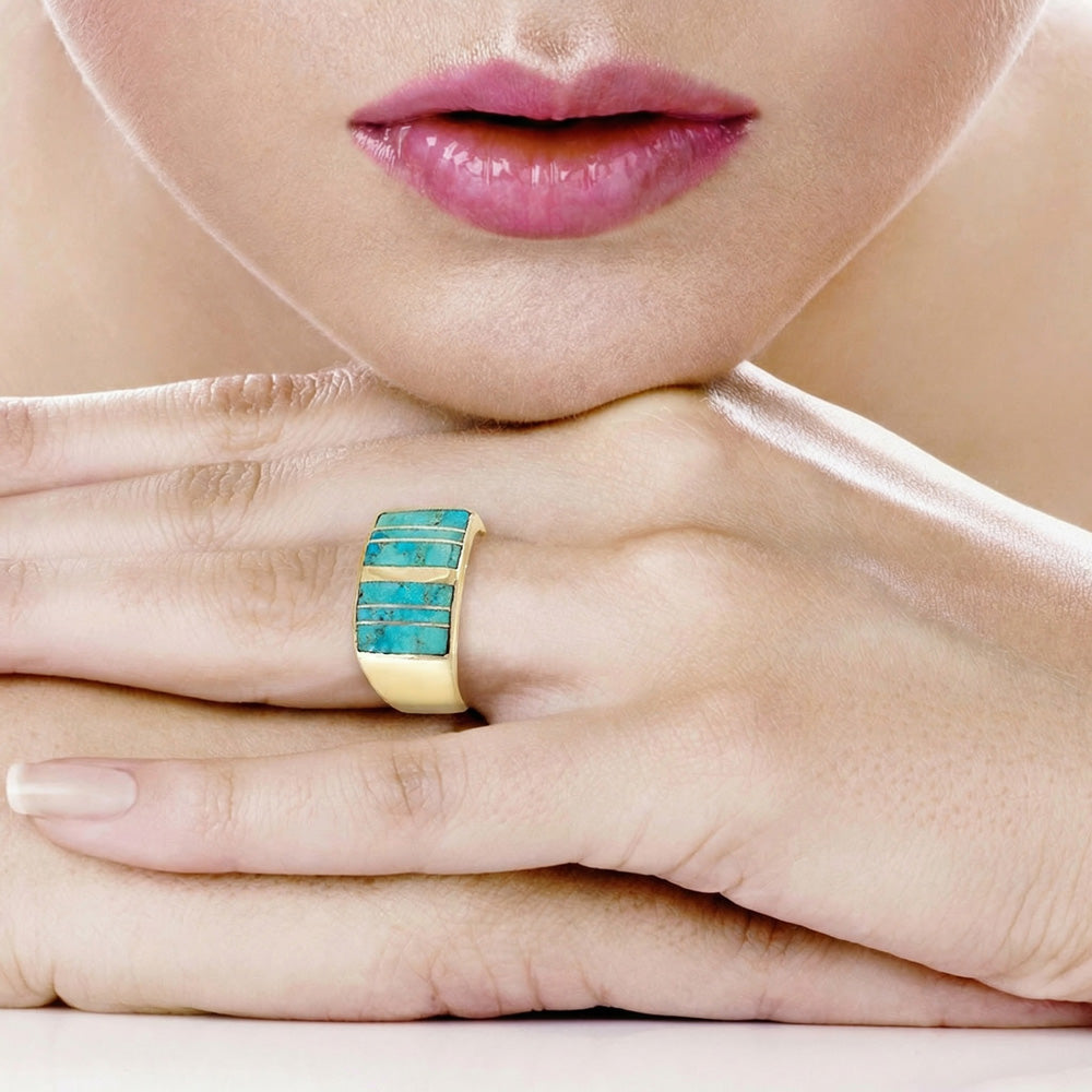 Turquoise Ring GoldCopper™ R2570-GB-C05 (Unisex, Sizes 6-14)