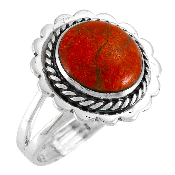 Coral Ring Sterling Silver R2594-C74