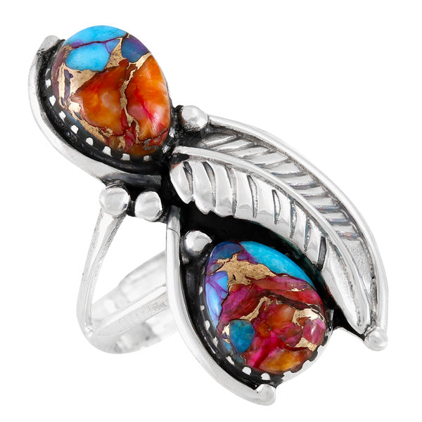 Rainbow Spiny Turquoise Ring Sterling Silver R2598-C91