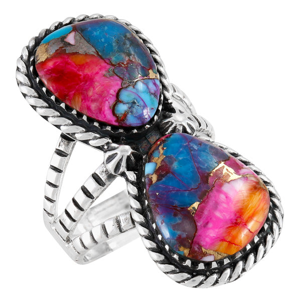 Rainbow Spiny Turquoise Ring Sterling Silver R2599-C91