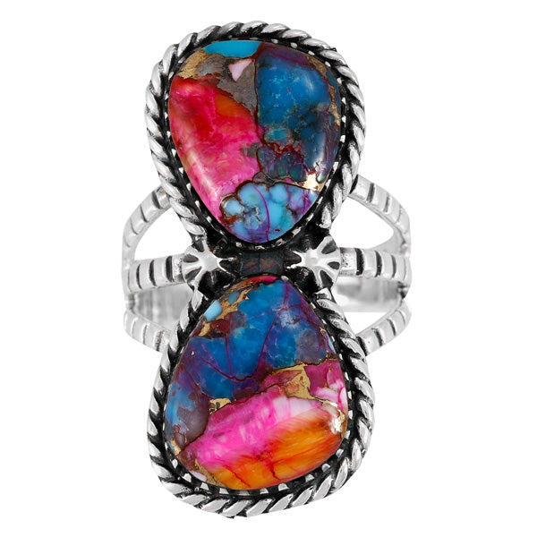 Rainbow Spiny Turquoise Ring Sterling Silver R2599-C91