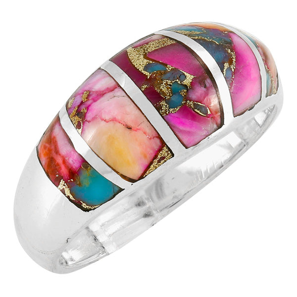 Rainbow Spiny Turquoise Ring Sterling Silver R2600-C91