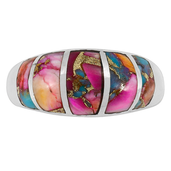 Rainbow Spiny Turquoise Ring Sterling Silver R2600-C91