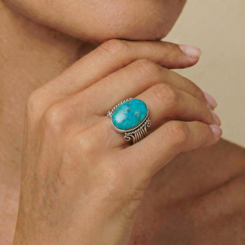 Turquoise Ring Sterling Silver R2604-C75