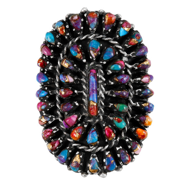Rainbow Spiny Turquoise Ring Sterling Silver R2606-C91