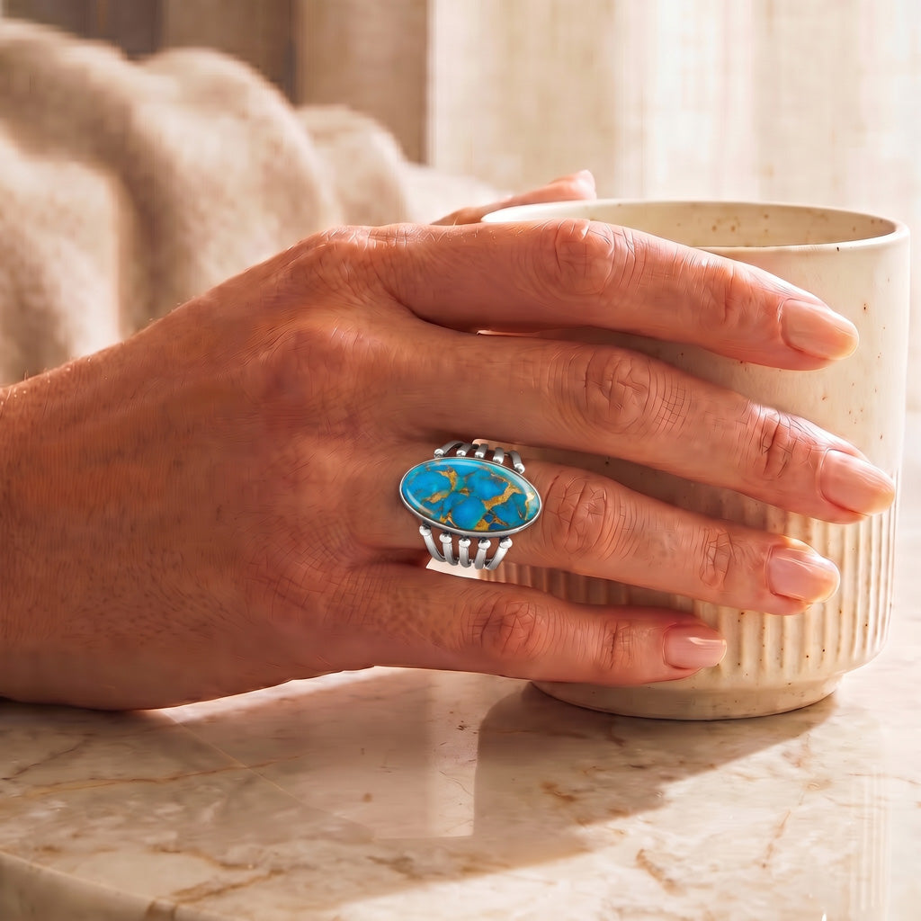 Matrix Turquoise Ring Sterling Silver R2609-C84