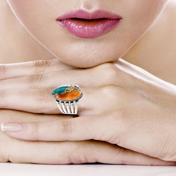Spiny Turquoise Ring Sterling Silver R2609-C89