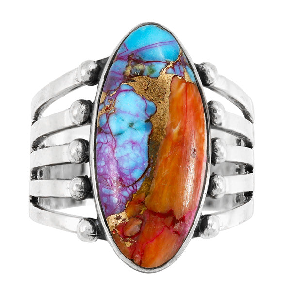 Rainbow Spiny Turquoise Ring Sterling Silver R2609-C91