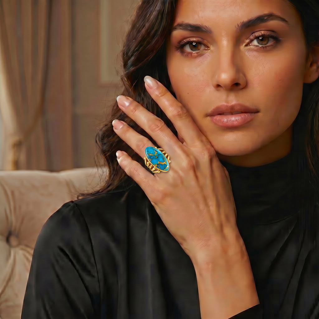 Matrix Turquoise Ring GoldCopper R2609-GB-C84