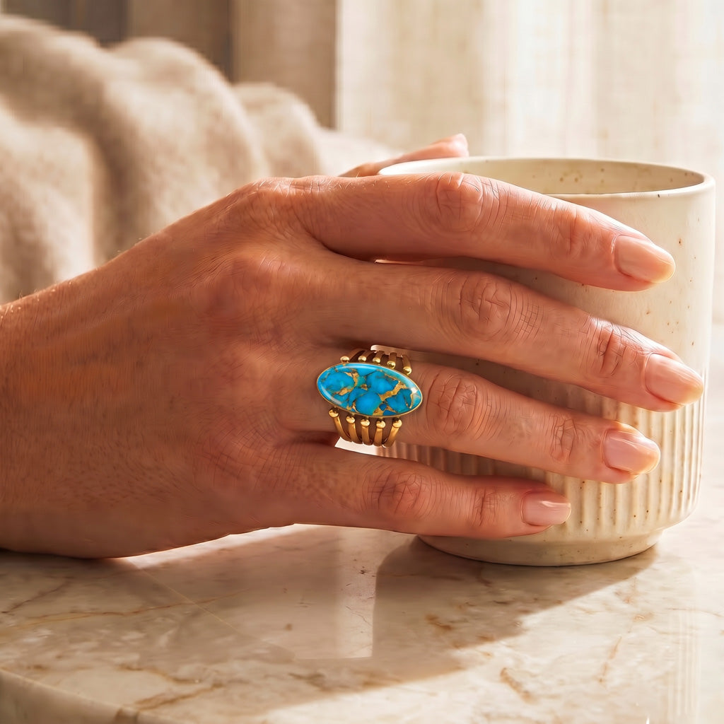 Matrix Turquoise Ring GoldCopper R2609-GB-C84