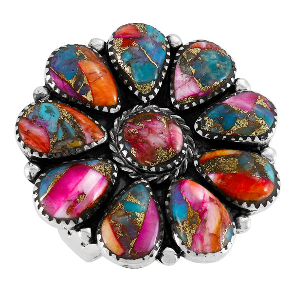 Rainbow Spiny Turquoise Ring Sterling Silver R2612-C91