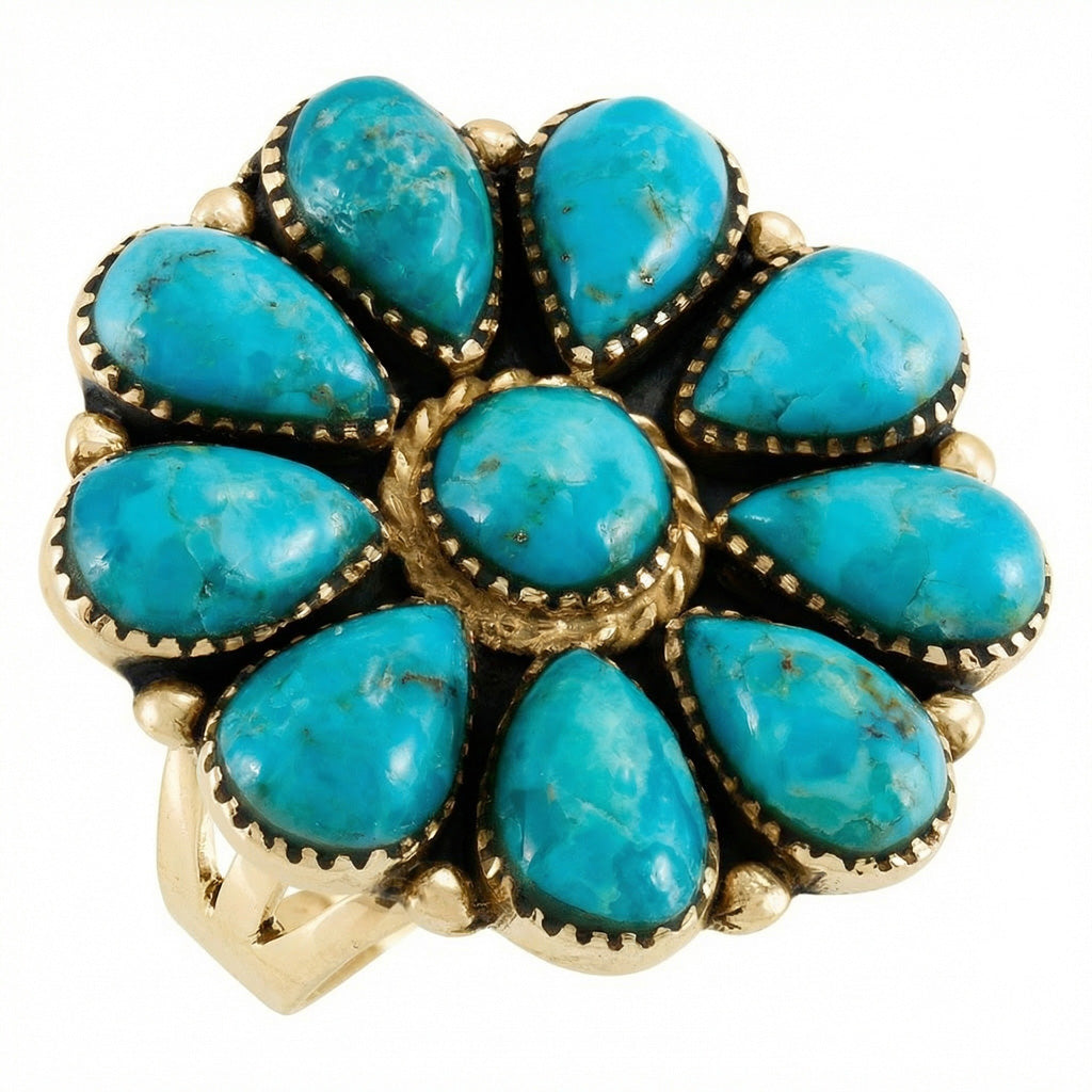Turquoise Ring GoldBrass R2612-GB-C75
