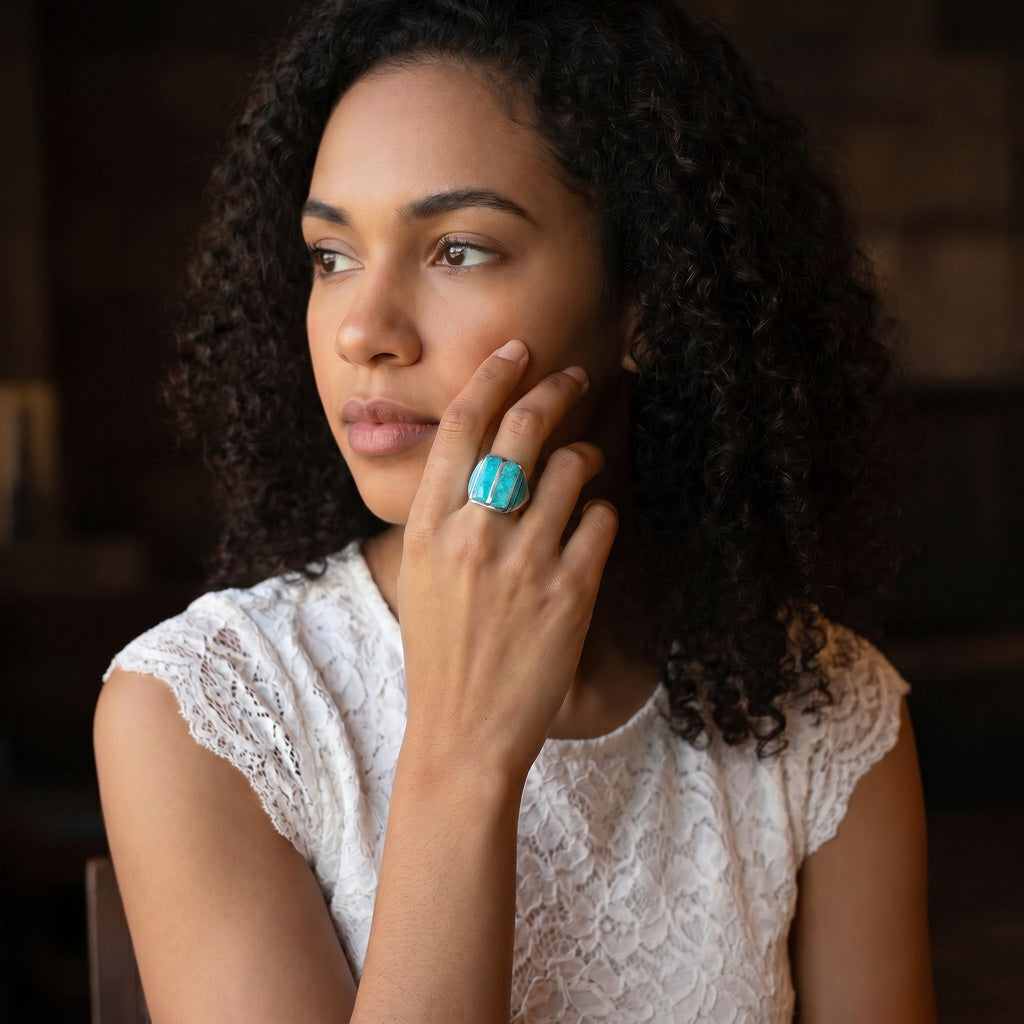 FINAL CLEARANCE - Turquoise Ring SilveryCopper™ R2613-SB-C05