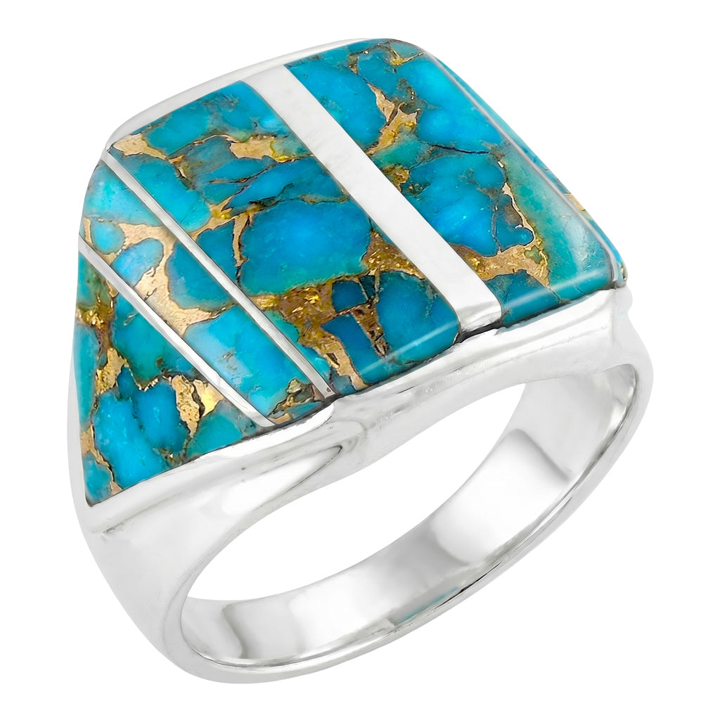 Matrix Turquoise Ring SilveryCopper™ R2613-SB-C84