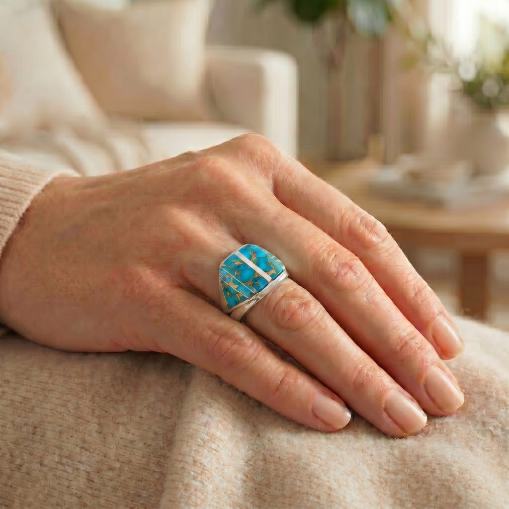 FINAL CLEARANCE - Matrix Turquoise Ring SilveryCopper™ R2613-SB-C84