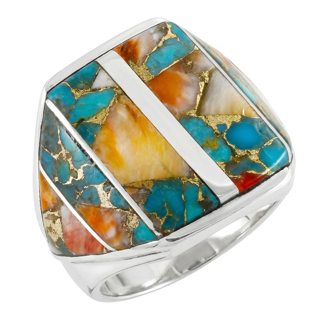 FINAL CLEARANCE - Spiny Turquoise Ring SilveryCopper™ R2613-SB-C89