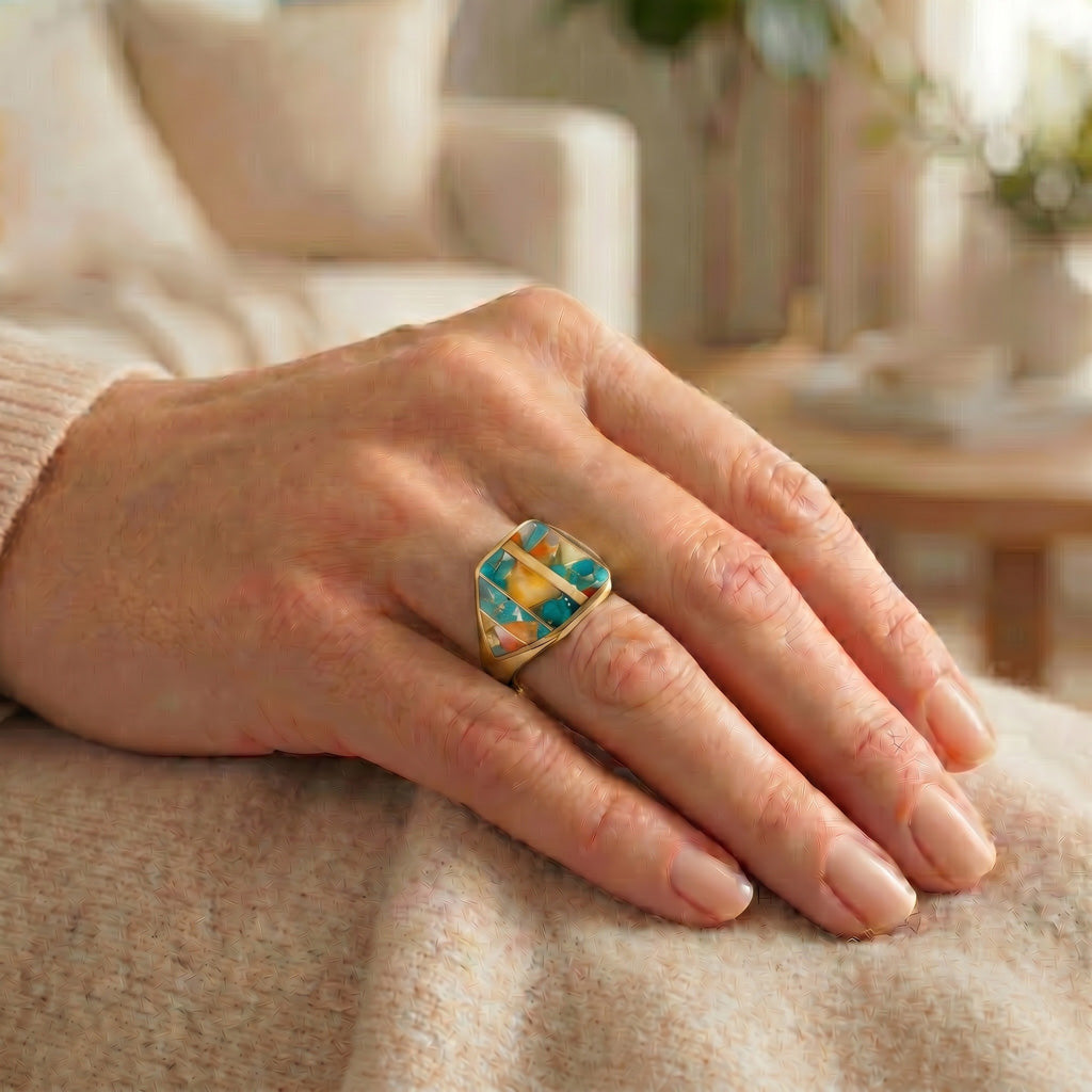 Spiny Turquoise Ring GoldCopper™ R2613-GB-C89