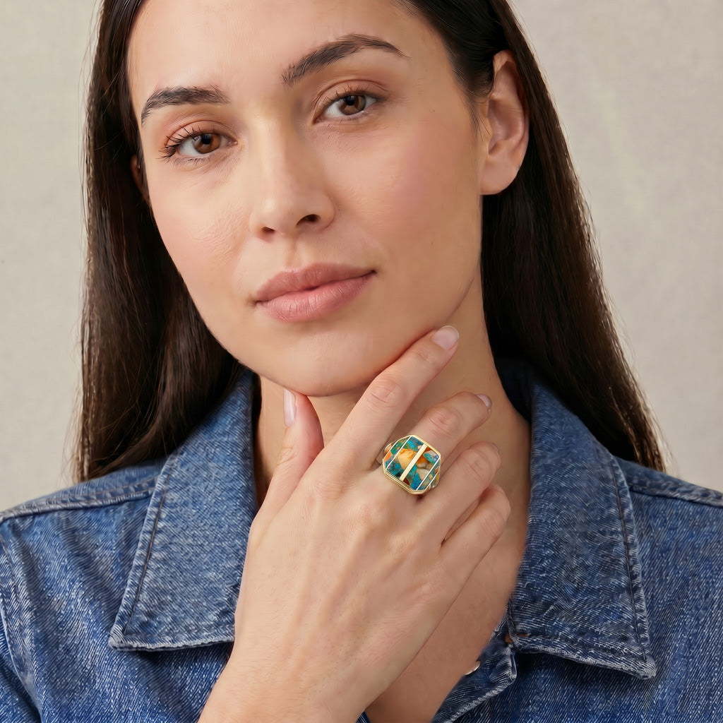 Spiny Turquoise Ring GoldCopper™ R2613-GB-C89