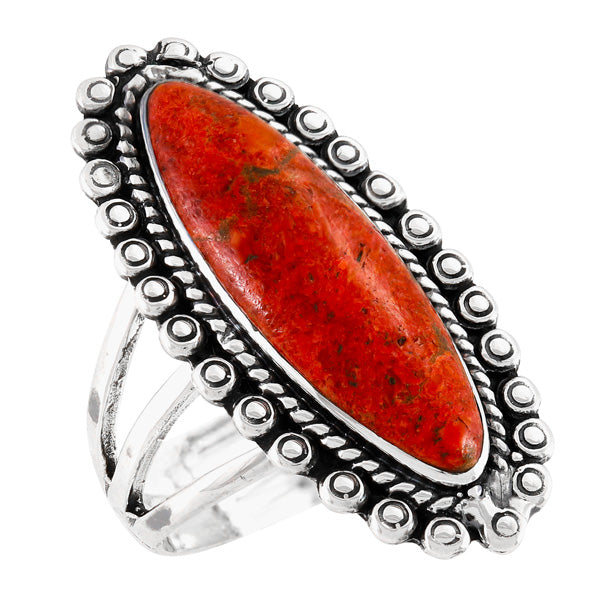 Coral Ring Sterling Silver R2614-C74