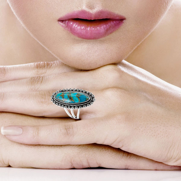 Matrix Turquoise Ring Sterling Silver R2614-C84