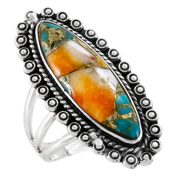 Spiny Turquoise Ring Sterling Silver R2614-C89