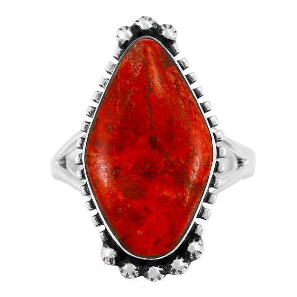 Coral Ring Sterling Silver R2615-C74