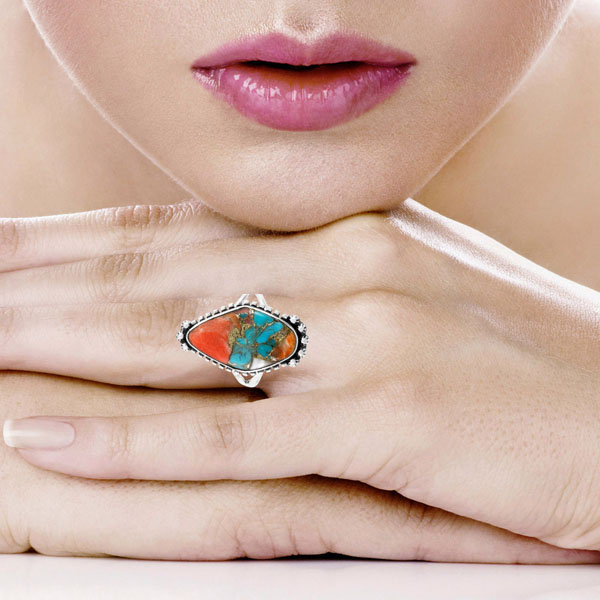 Spiny Turquoise Ring Sterling Silver R2615-C89