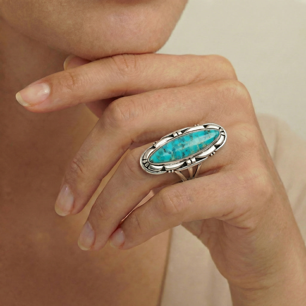 Turquoise Ring Sterling Silver R2619-C75