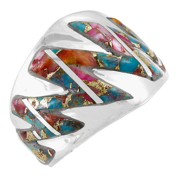 Rainbow Spiny Turquoise Ring Sterling Silver R2620-C91