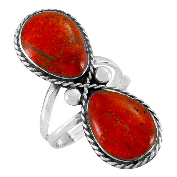 Coral Ring Sterling Silver R2621-C74