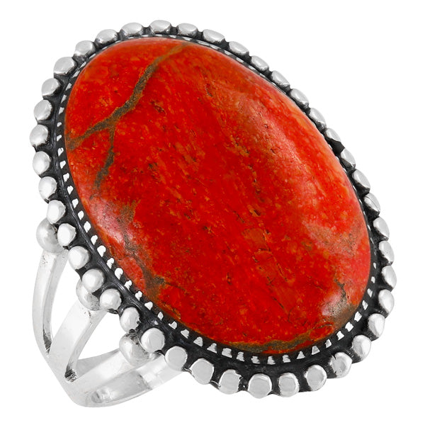 Coral Ring Sterling Silver R2624-C74