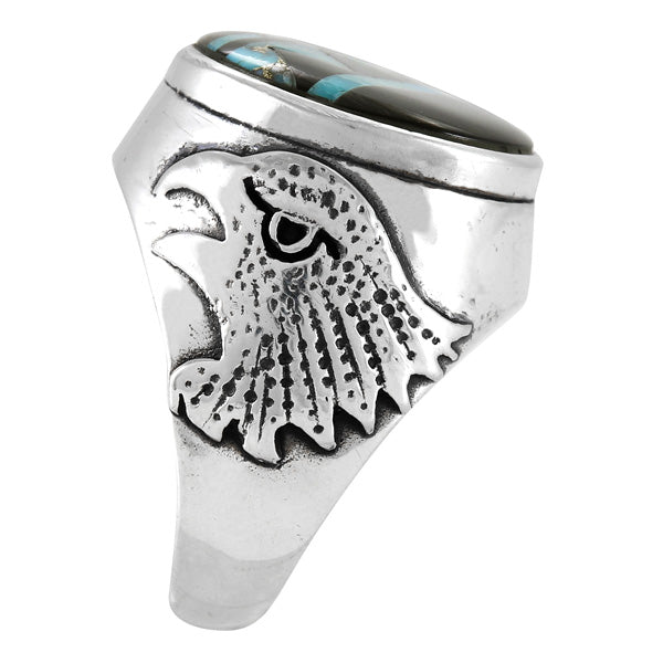 Men's Eagle Multi Gem Ring Sterling Silver R2625-C49 (Sizes 9-13)