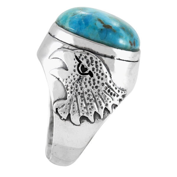 Men's Eagle Turquoise Ring Sterling Silver R2625-C75 (Sizes 9-13)