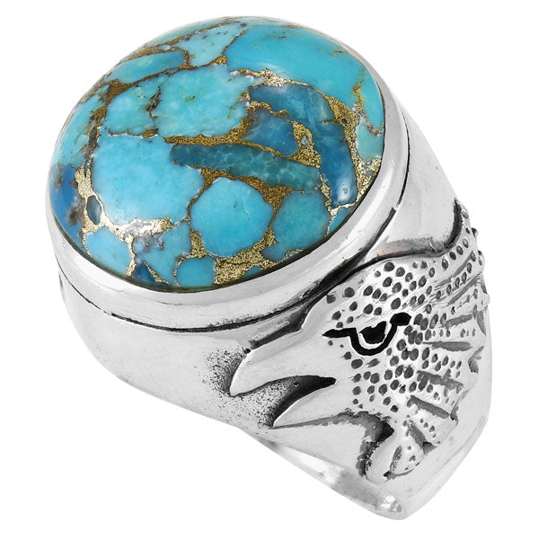 Men's Eagle Matrix Turquoise Ring Sterling Silver R2625-C84 (Sizes 9-13)