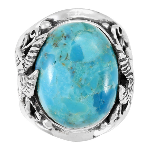 Men's Eagle Turquoise Ring Sterling Silver R2627-C75 (Sizes 9-13)