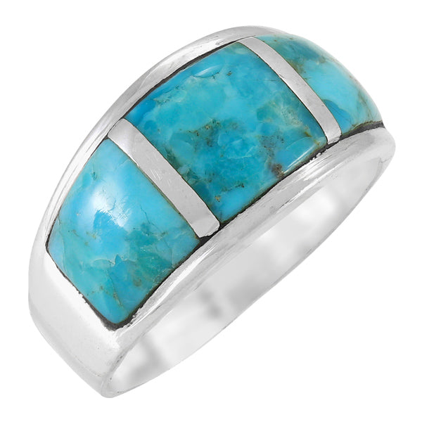 Turquoise Ring Sterling Silver R2629-C05 (Unisex, Sizes 6-14)