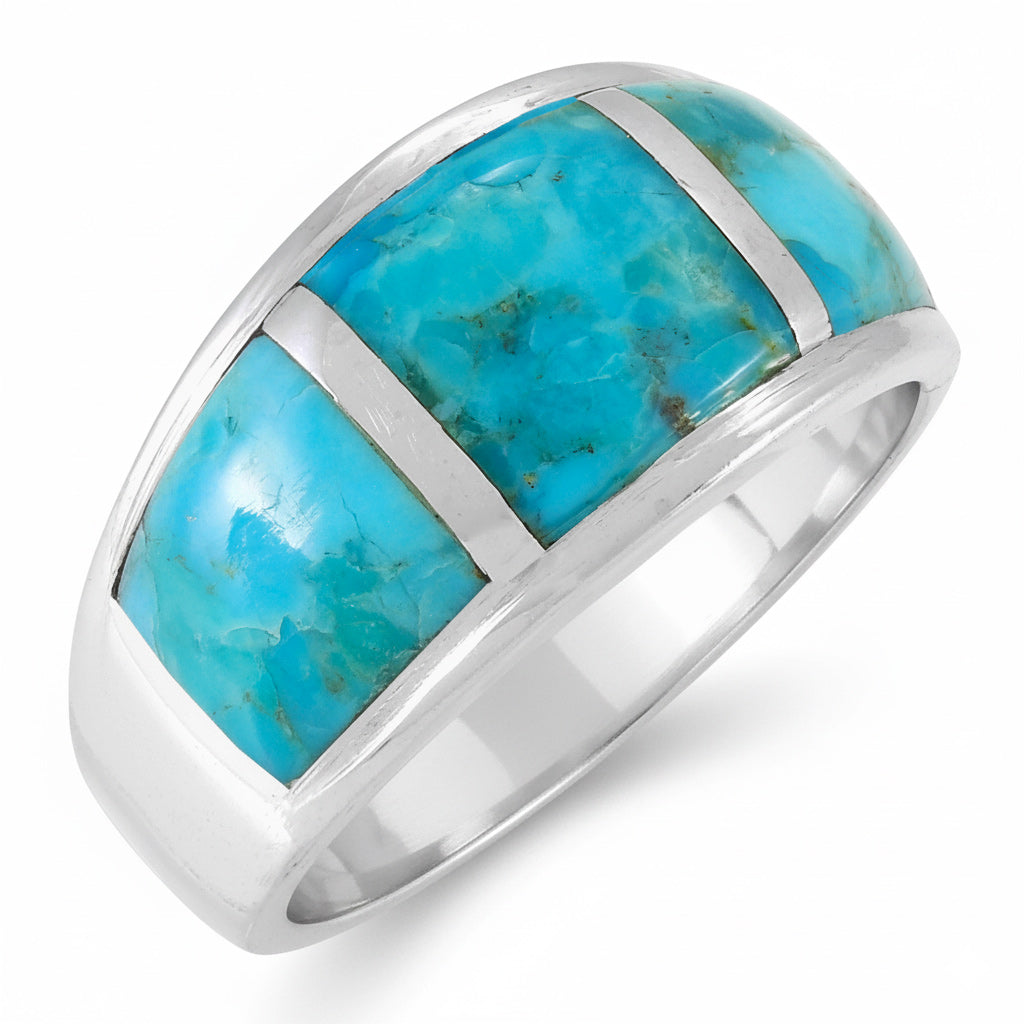 Turquoise Ring Sterling Silver R2629-C05 (Unisex, Sizes 6-14)