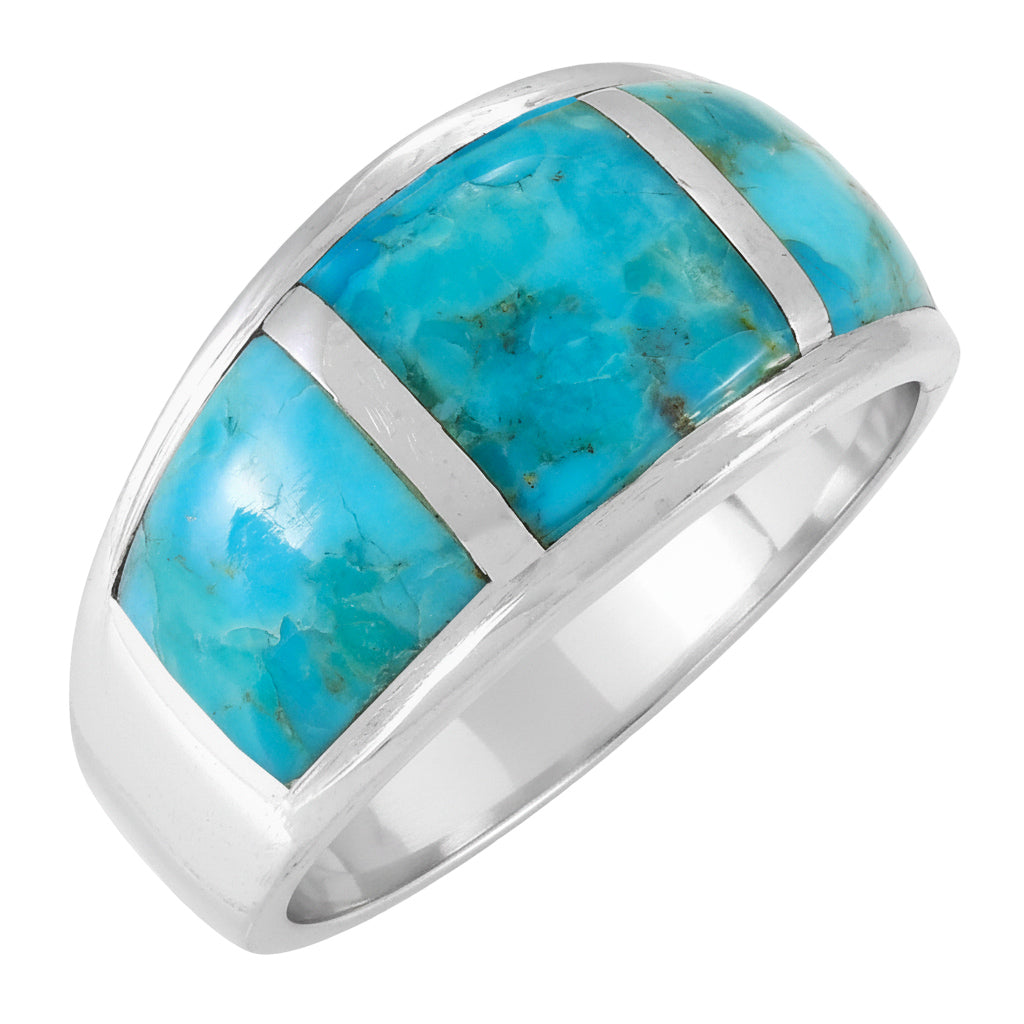 Turquoise Ring Sterling Silver R2629-C05 (Unisex, Sizes 6-14)