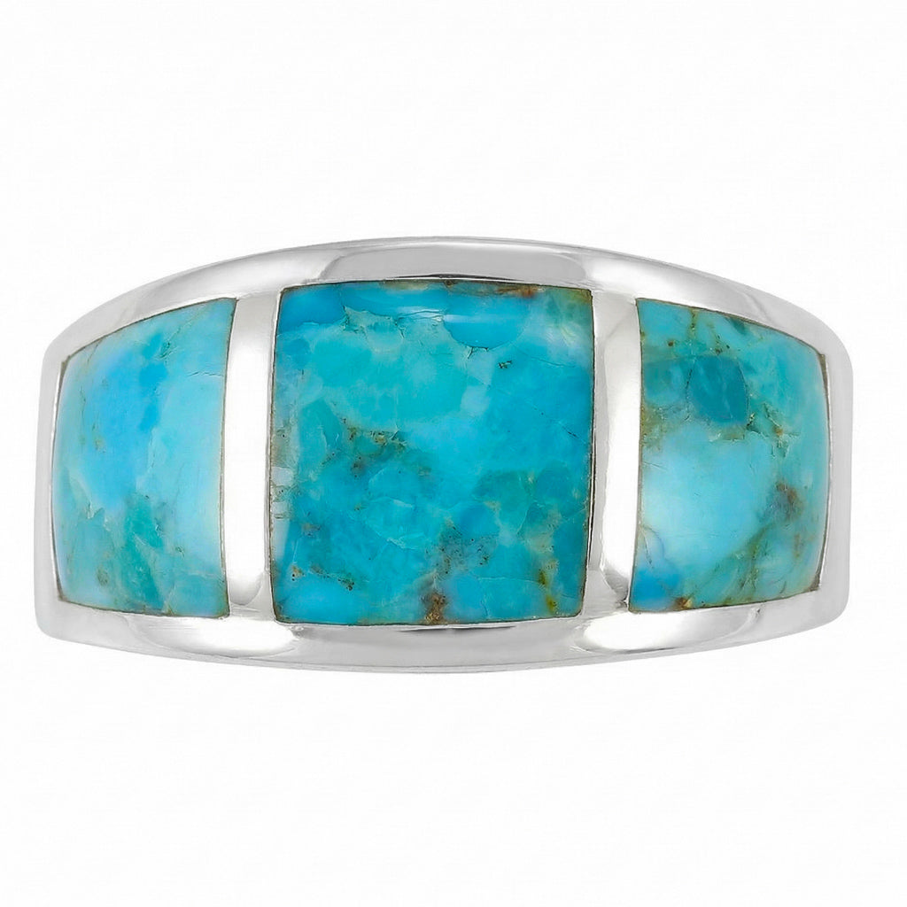 Turquoise Ring Sterling Silver R2629-C05 (Unisex, Sizes 6-14)