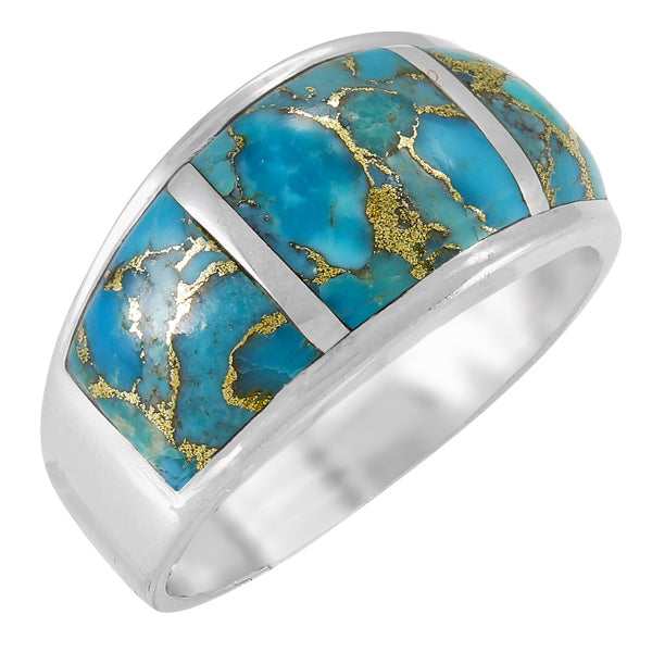 Matrix Turquoise Ring Sterling Silver R2629-C84 (Unisex, Sizes 6-14)