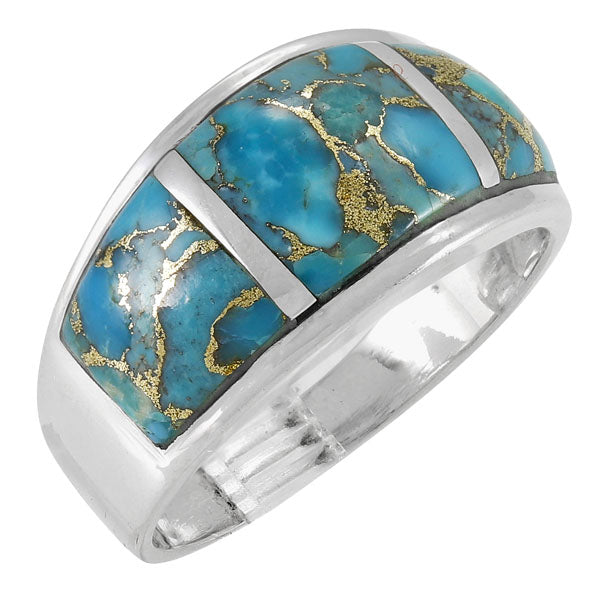 Matrix Turquoise Ring Sterling Silver R2629-C84 (Unisex, Sizes 6-13)