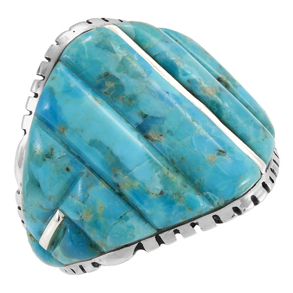 Turquoise Ring Sterling Silver R2630-LG-C75 (Unisex, Sizes 9-13)