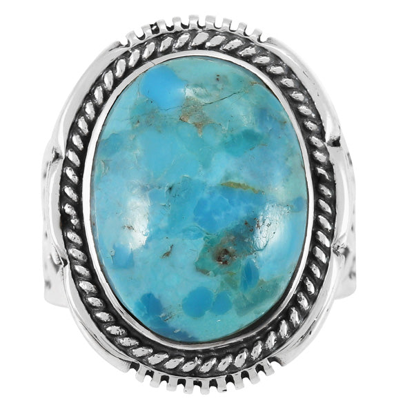 Turquoise Ring Sterling Silver R2632-C75 (Unisex, Sizes 6-13)