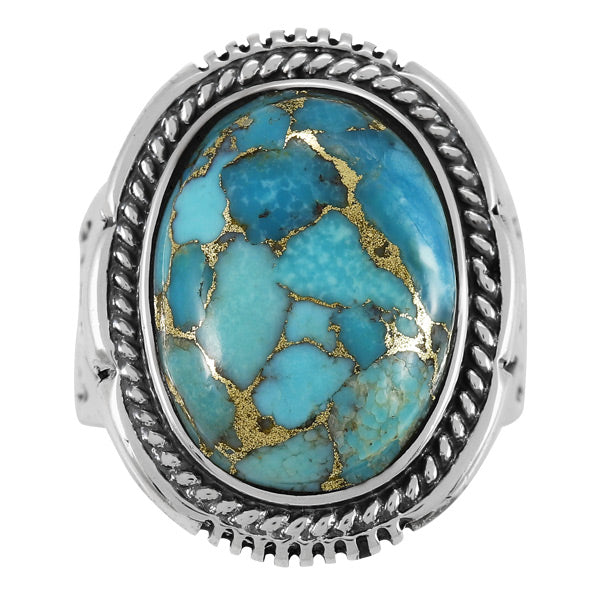 Matrix Turquoise Ring Sterling Silver R2632-C84 (Unisex, Sizes 6-13)