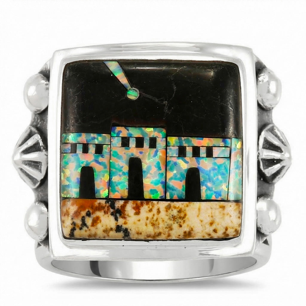 Multi Gem Ring Sterling Silver R2634-C41 (Unisex, Sizes 9-14)