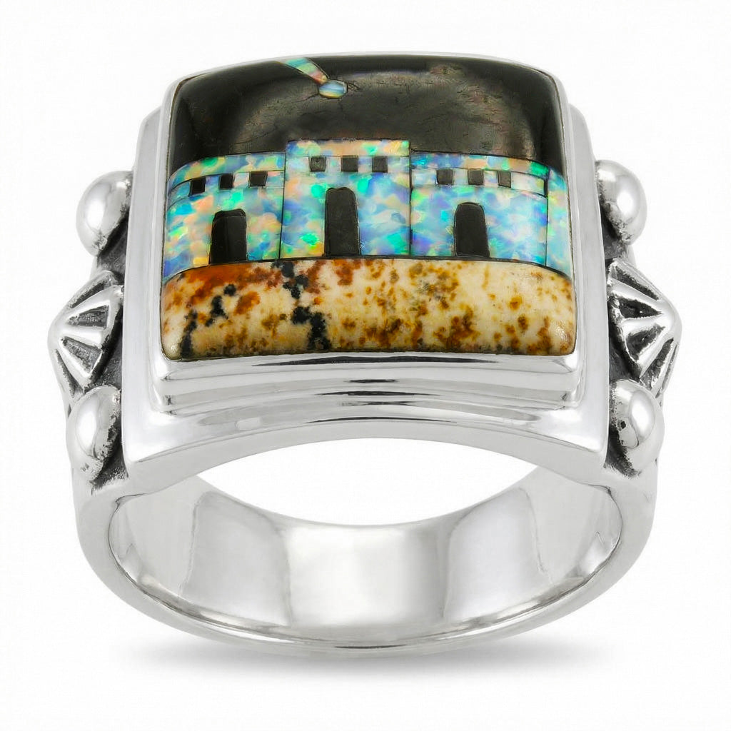 Multi Gem Ring Sterling Silver R2634-C41 (Unisex, Sizes 9-14)