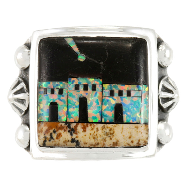 Multi Gem Ring Sterling Silver R2634-C41 (Unisex, Sizes 9-14)