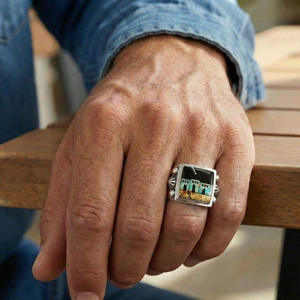 Multi Gem Ring Sterling Silver R2634-C41 (Unisex, Sizes 9-14)