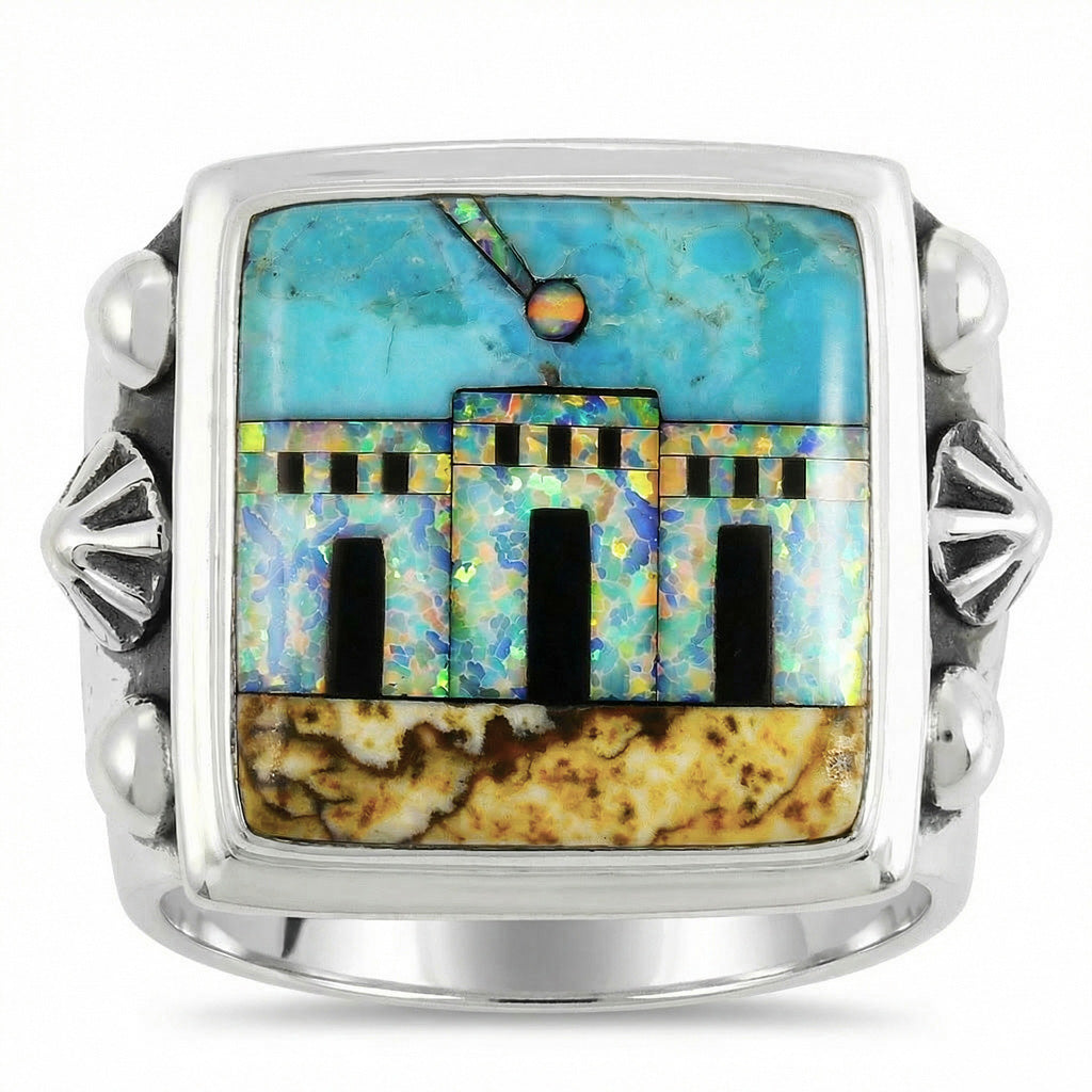 Multi Gem Ring Sterling Silver R2634-C43 (Unisex, Sizes 9-14)