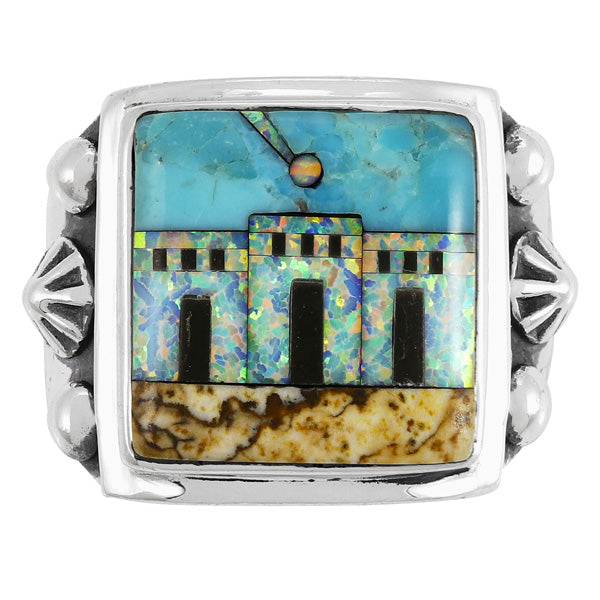 Multi Gem Ring Sterling Silver R2634-C43 (Unisex, Sizes 9-14)